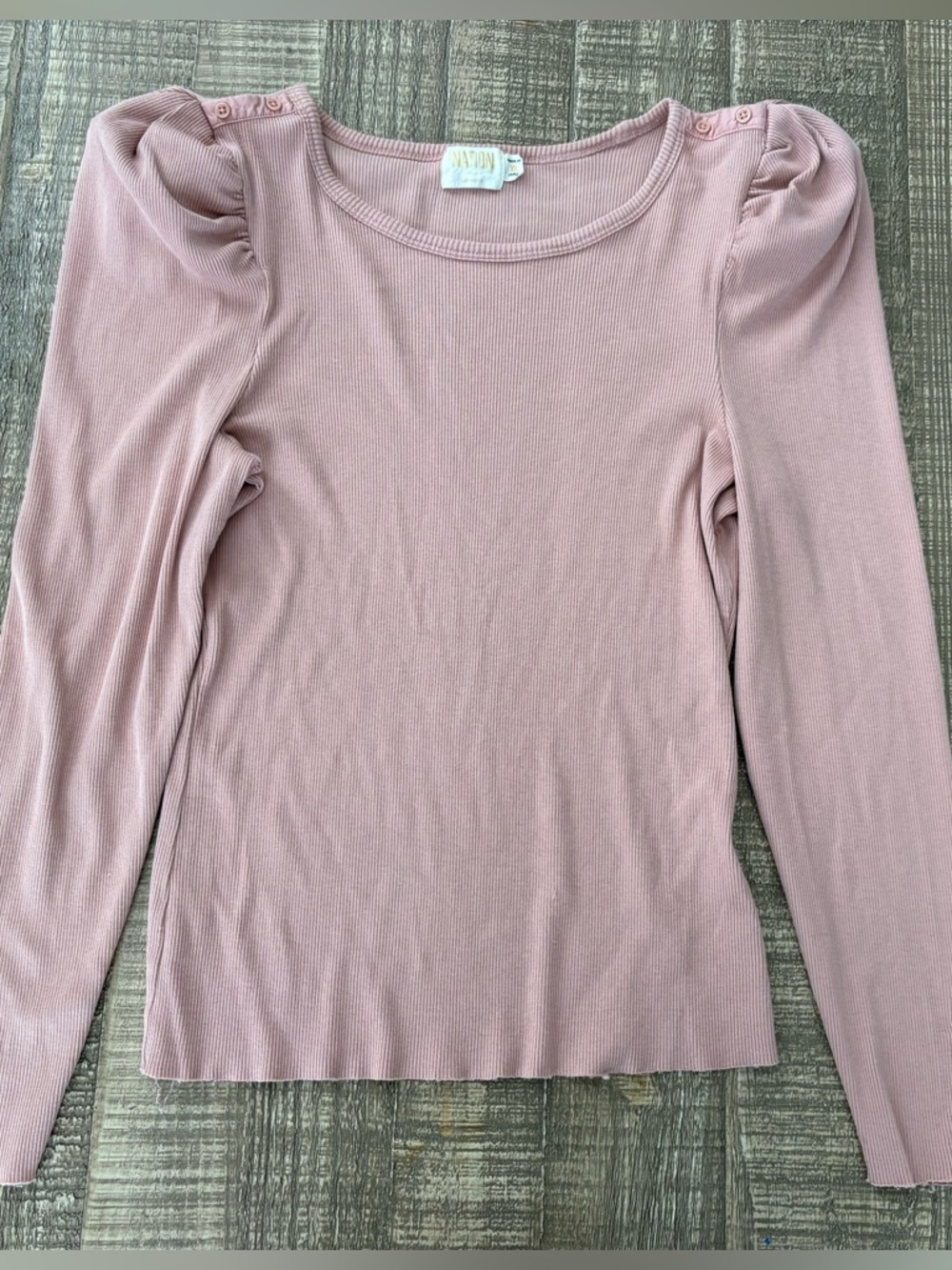 NATION LTD Molly Tee With Button Details- Bunny Pink - Picture 4 of 5